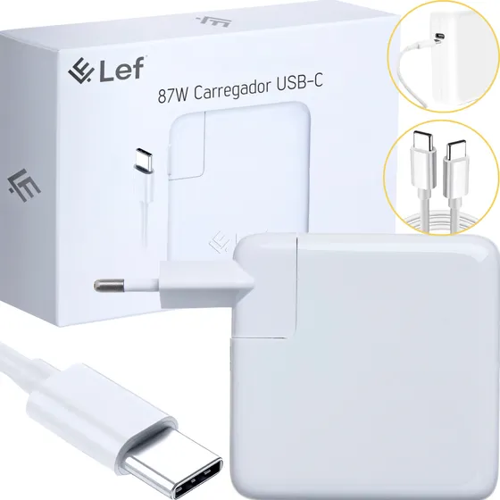 Fonte Carregador Lef Macbook Pro 2016 2017 87w Usb C Cor Branco