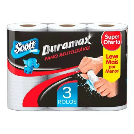 Pano Reutilizável Scott Duramax c/3unid c/ 174 toalhas Web Mercadinho