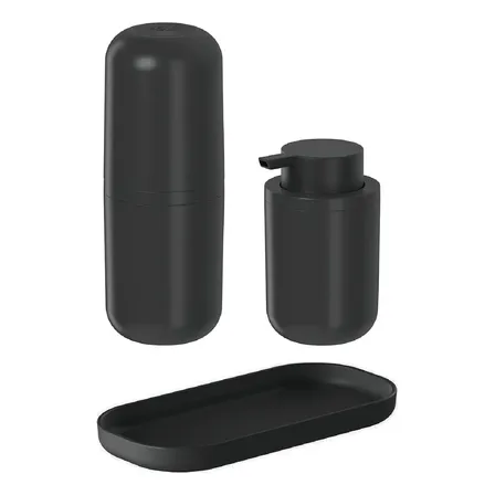 Kit De Banheiro 3 Peças Com Bandeja Ou Linha Bold Cor Preto