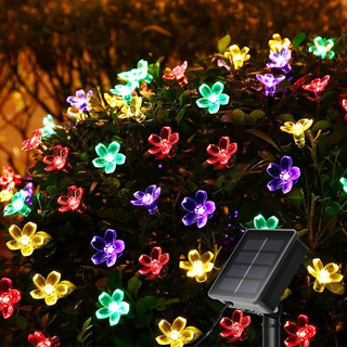 Guirnalda De Luces Solares, Iluminación Navideña Con Flores Guirnalda De Luces Solares, Iluminación Navideña Con Flores