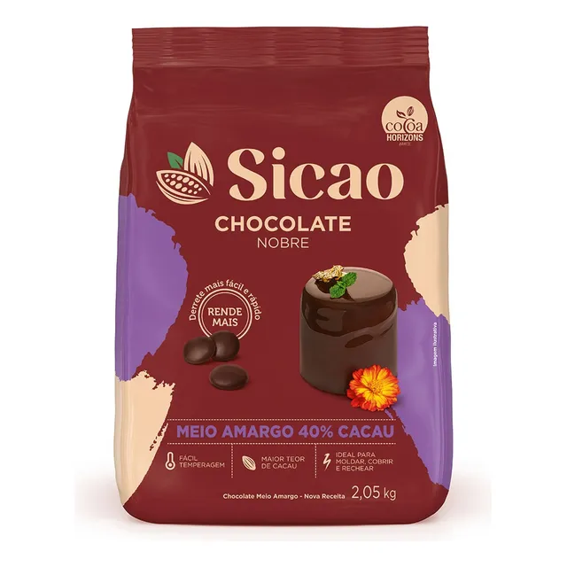 Chocolate Meio Amargo Sicao Nobre 2,05 kg Gotas
