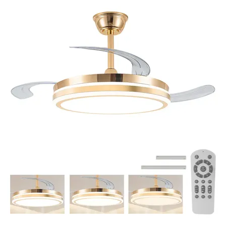 Ventilador De Teto Silencioso Com Controle Remoto Nepul Ouro 3 60hz Ouro Branco