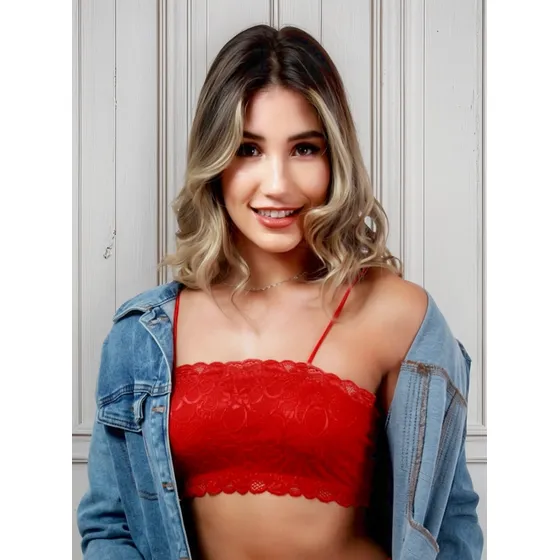 Top Faixa Sem Bojo Renda Moda Blogueira Lingerie Sutiã