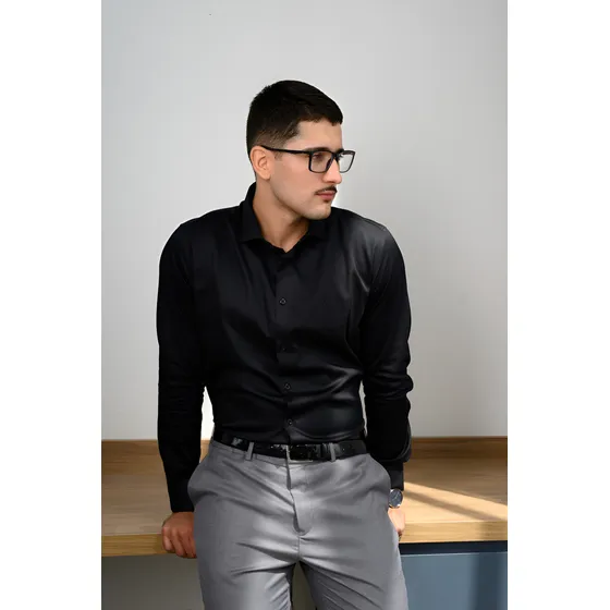 Camisa Social Slim Fit Sa Algodão Egípcio Fio 80