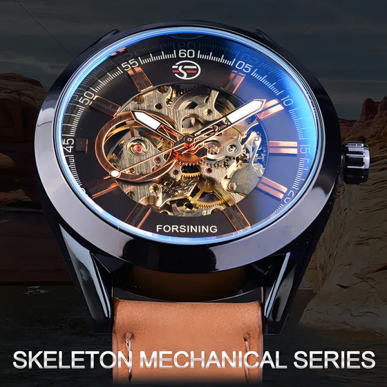 Reloj Mecánico Esqueleto Impermeable Forsining