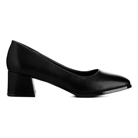 Zapato Tacones Formal Negro Charol Taco Grueso Dama Weide