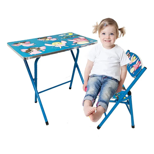 Escritorio Con Silla Infantil Niños De Navidad Mesita Color Azul