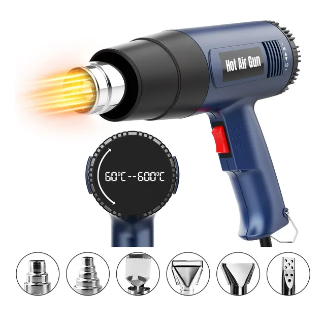 Pistola De Calor 2000w Temperatura Regulable 6 Boquillas