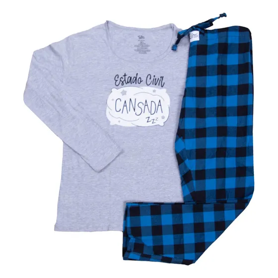 Pijama Mujer Invierno 100% Algodón Franela Twins Tjmi0267
