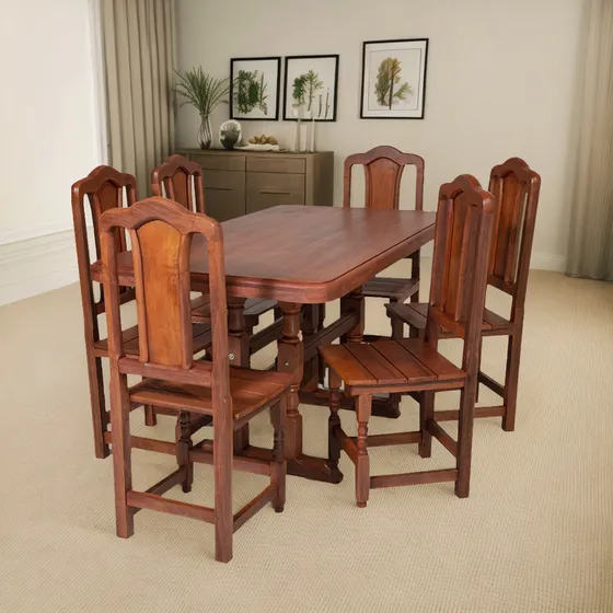Juego De Comedor 1.40m Con 6 Sillas De Algarrobo Momentos