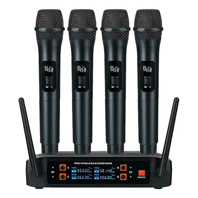 Set X 4 Micrófonos Inalámbricos Gadnic Uhf Pila y Caja Receptora