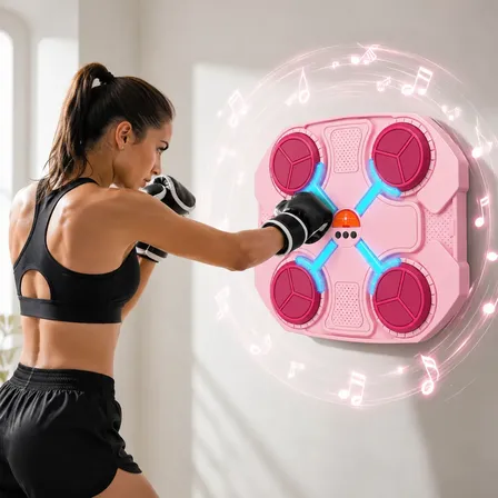 Máquina Boxe Alvo Musical Bluetooth Eletrônico Com Luva