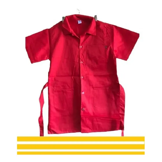 Batas Mecánicos Carnicero Dril Manga Corta Rojo Oferta