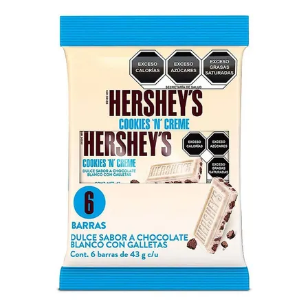 Barras De Chocolate Hershey's Cookies 'n' Creme 43g 6 Pzas