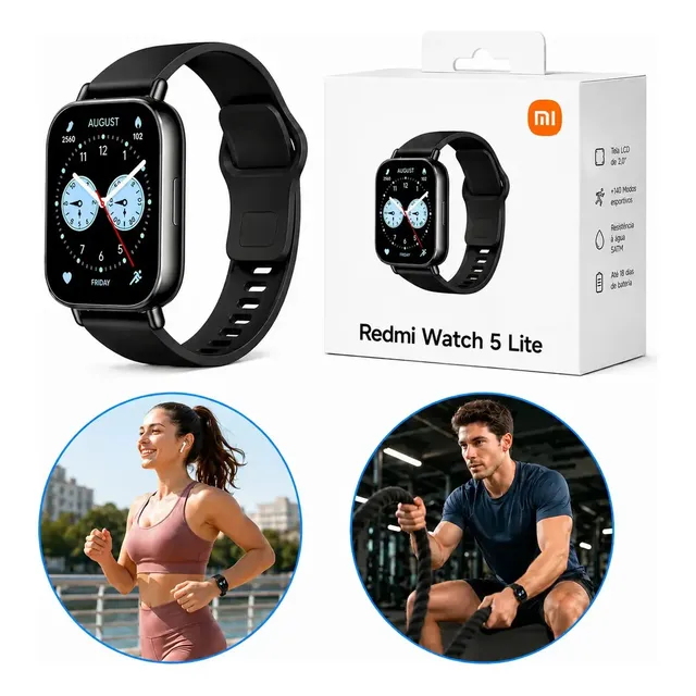 Relógio Smartwatch Redmi Watch 5 Active Lite Xiaomi Preto Prateado