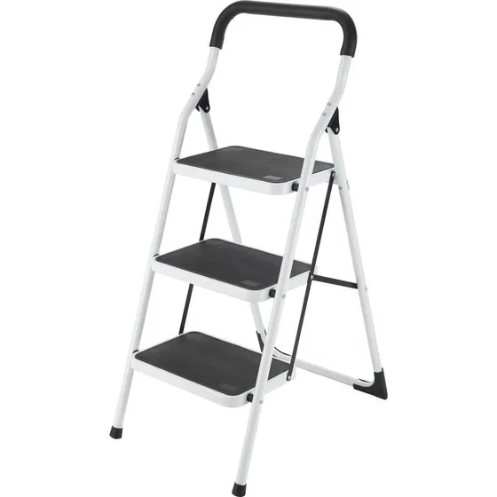 Surtek Escalera Tubular Plegable Taburete Acero 3 Escalones