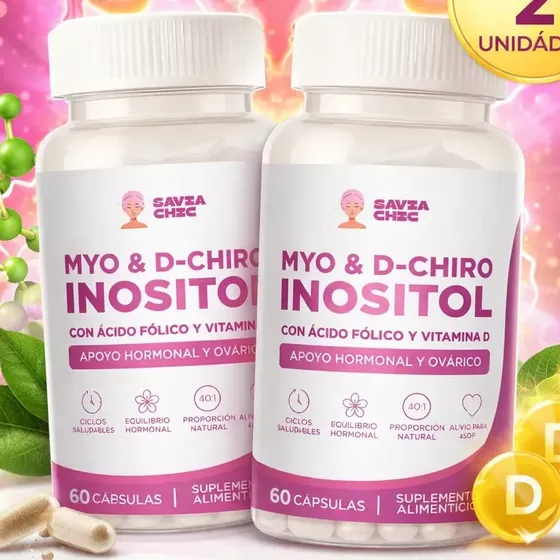 Myo Inositol D-chiro + Vitamina D 2000mg Equilibrio Hormonal Y Sop Savia Chic Pack 2 - 120 Capsulas | Cuotas sin interés