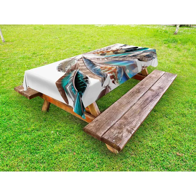 Mantel Pluma Para Exterior Diseño Animal Pajaro Color Marron