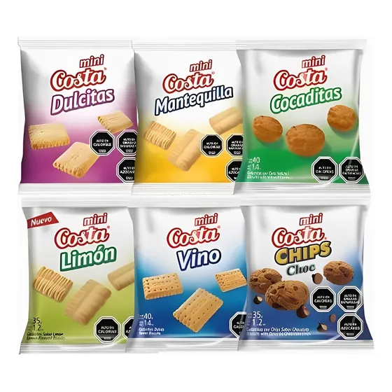 Galletas Mini Costa Sabores Surtidos 35g Colacion 10 Unidade