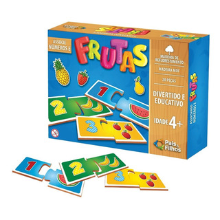 Jogo Infantil Quebra Cabeça De Madeira Associe Fruta Números Jogo Infantil Quebra Cabeça De Madeira Associe Fruta Números