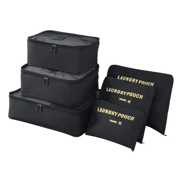 Kit Organizador De Mala Viagem Necessaire Saquinhos 6 Peças Cor Preto Kit Organizador De Mala Viagem Necessaire Saquinhos 6 Peças Cor Preto