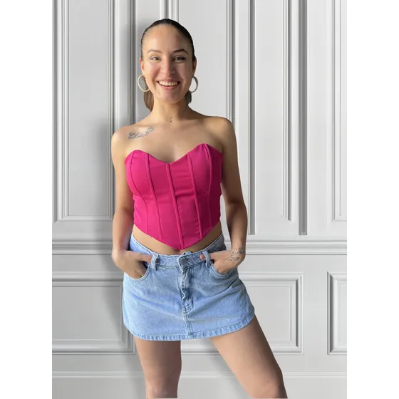 Top Mujer Tipo Corset Escotado Estilo Quer