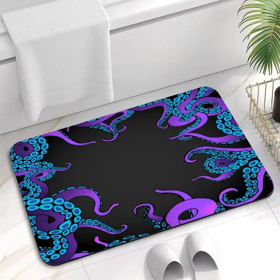 Tapete Baño Tierra Diatomea Pulpo 16 X 24  Tentaculo Morado