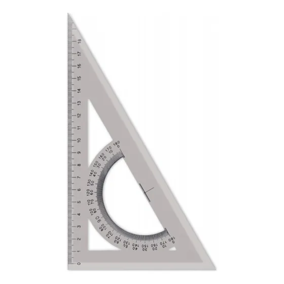 Escuadra Con Transportador Plastica Escolar 20 Cm Color Humo