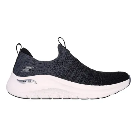 Tênis Feminino Arch Fit 2.0 Skechers Preto Preto / Cinza Escuro Lisa 36 Br