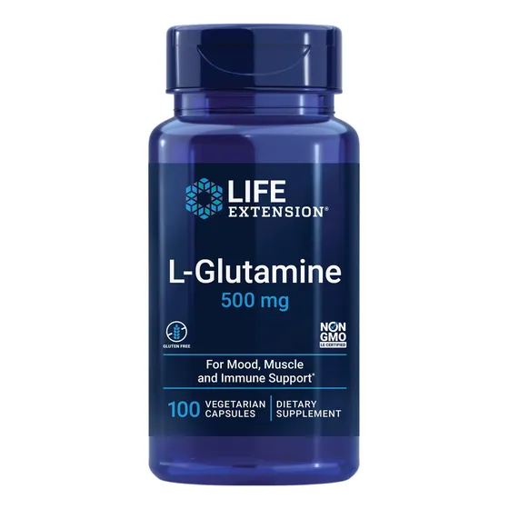 Suplemento Life Extension L-glutamina 500 Mg 100 Cápsulas