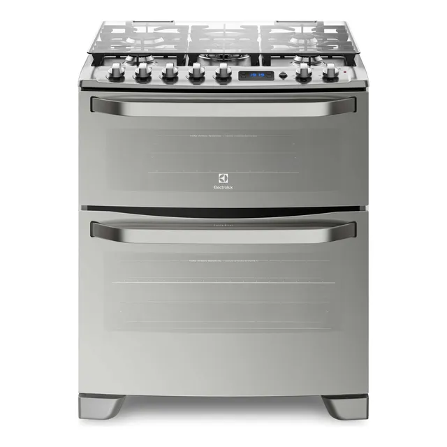 Cocina A Gas 5 Platos Doble Horno Timer Digital 76dxa Inox