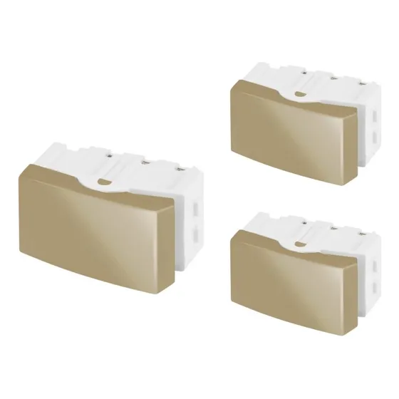 Kit 3 Módulos Teclas Simples Recta Satin Areia Fosco Blux