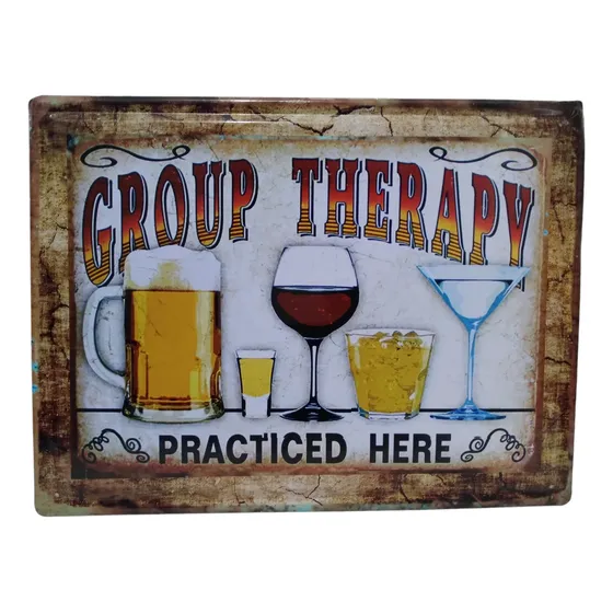 Terapia Grupo Cerveza Vino Placa Retro Metal Cartel Bar G107