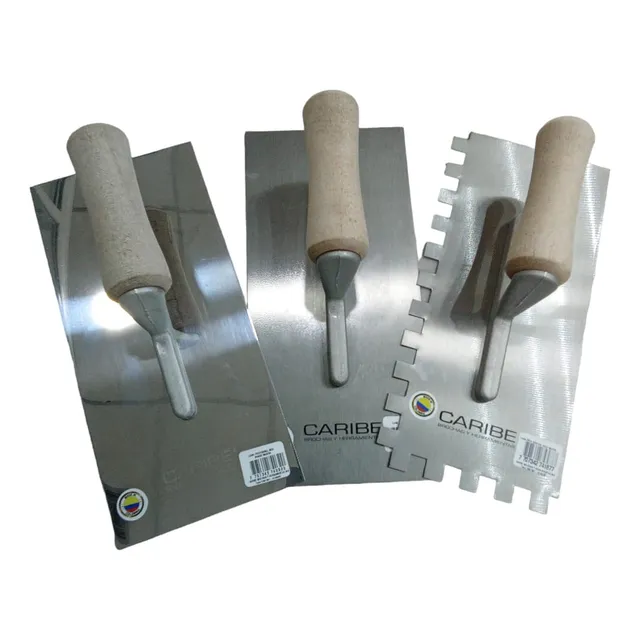 Palustras  Acero Llanas Y Dentada Mango Madera (10x10)