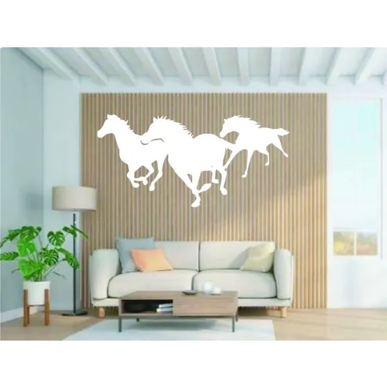Cuadro Caballos Relieve Madera Calada 120x70cm Decotronica