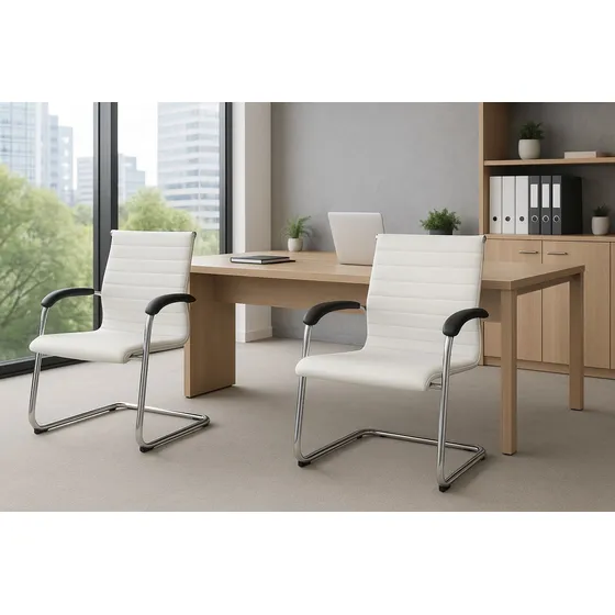 Kit 2 Cadeiras Escritório Esteirinha Base Fixa Office Eames