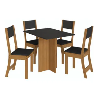 Conjunto Mesa De Jantar Com 4 Cadeiras Talita Indekes Cor FreijĂł/chumbo Conjunto Mesa De Jantar Com 4 Cadeiras Talita Indekes Cor FreijĂł/chumbo