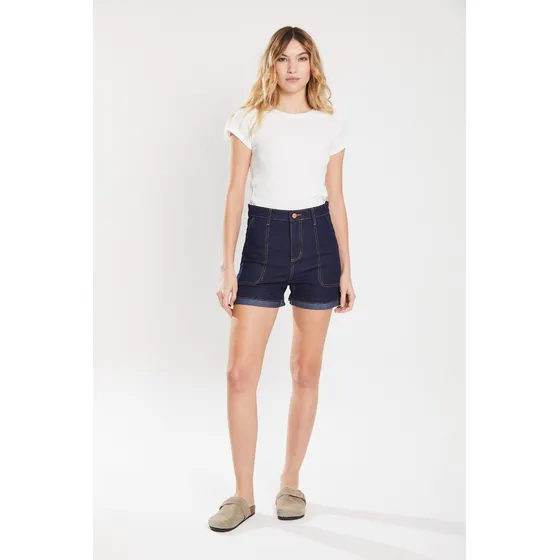 Short Denim Roll Up Estatico Blue Estatico Koxis Mujer