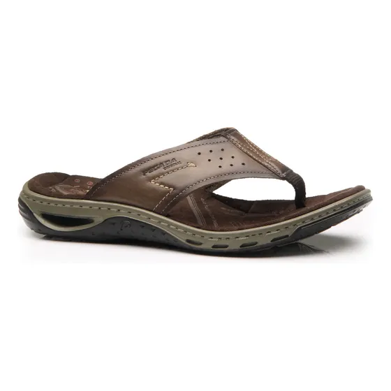Chinelo Dedo Masculino Pegada Couro Amortecedor Ortopédico