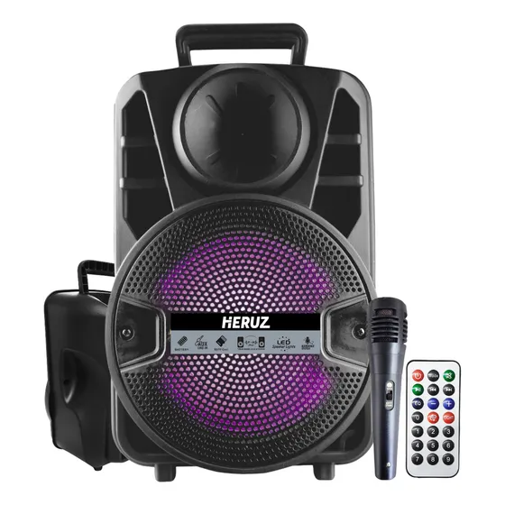 Caixa De Som Portátil 1000w Pmpo 10w Rms Karaokê Microfone Cor Preto / Sortido 127/220V