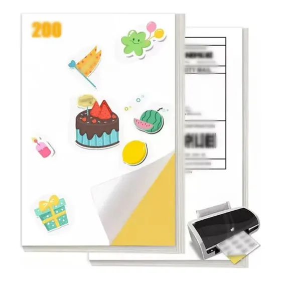 200 Hojas A4 Papel Autoadhesivo Mate Todo Tipo De Impresora