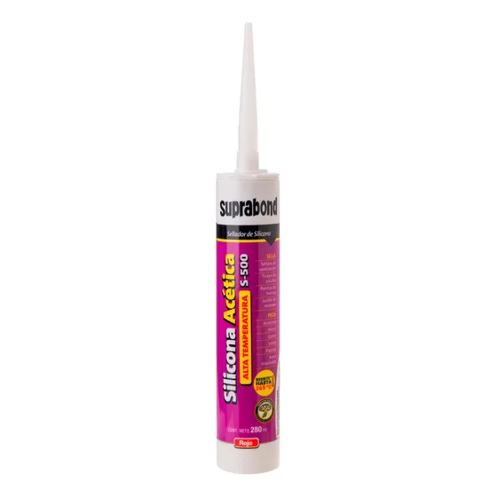 Silicona Acética S-500 Alta Temperatura 280ml Roja