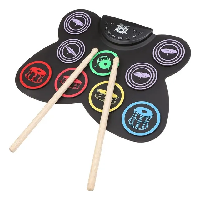 Juego De Tambor Electrónico Portátil De Silicona Para Mesa