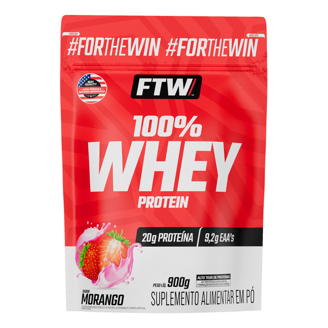 Whey Protein 100% Concentrado Refil 900g Sabor Morango - Ftw Whey Protein 100% Concentrado Refil 900g Sabor Morango - Ftw