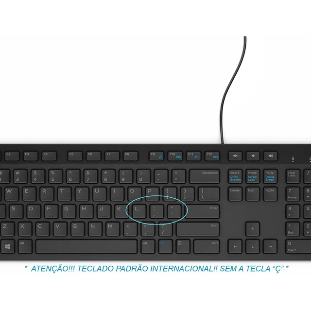 Teclado negro estándar internacional de Dell: USB