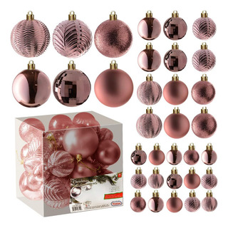 Juego De Adornos Para Navidad Prextex, Rose Gold 36pcs Juego De Adornos Para Navidad Prextex, Rose Gold 36pcs