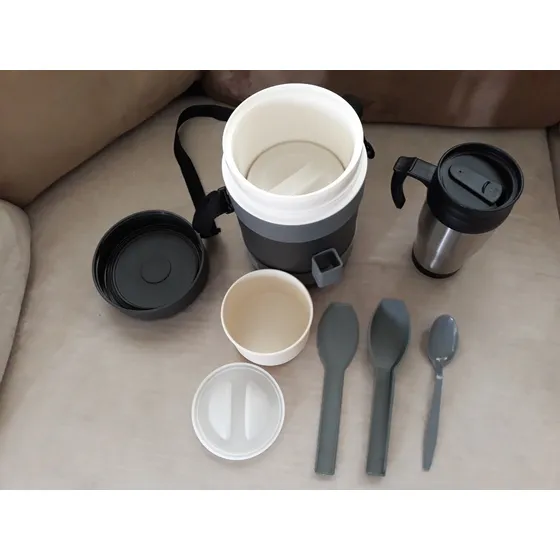 Termo Vianda Para Comida + Vaso Con Tapa, Excelente Combo!!!