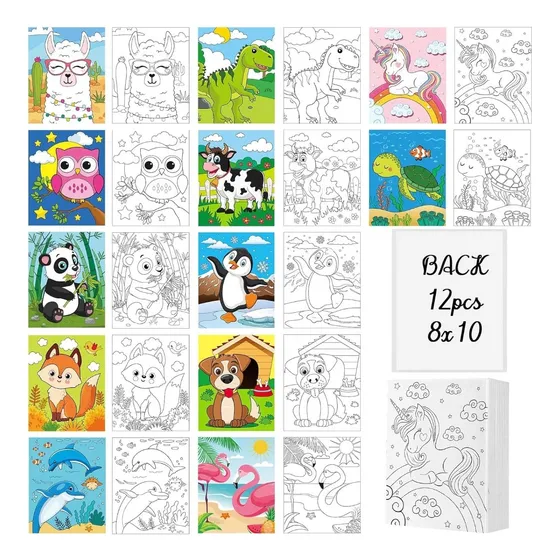 Lienzos Para Niños Con Dibujos, Kit De Arte, Animales