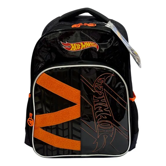 Mochila Hot Wheels Estudar Se Divertindo É Muito Melhor! Cor Preto Desenho Do Tecido Liso