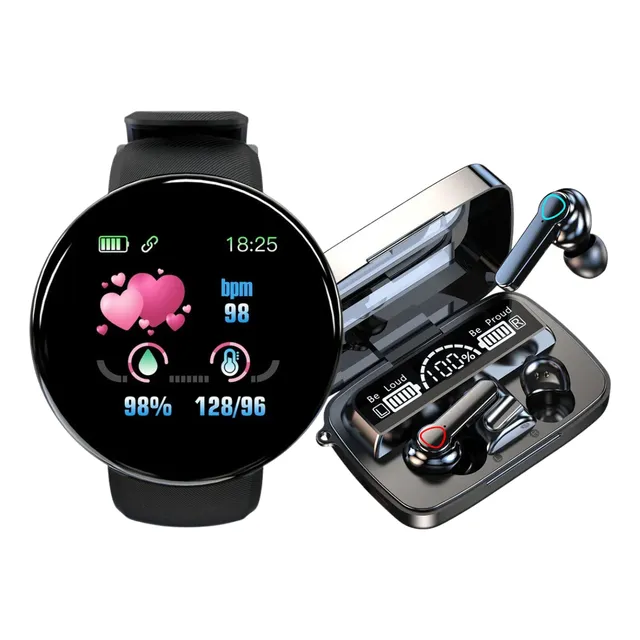 Combo Smartwatch Band Reloj Inteligente D18 + Auricular M19